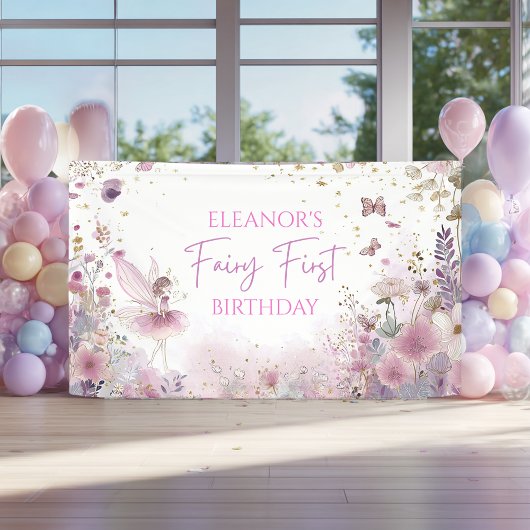 Banderoles Floral Fairy First Birthday Personalised Party