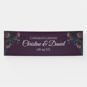 Banderoles Floral foncé violet élégant Mariage Maroon Mauve
