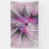 Banderoles Floral Fractal moderne Fleur Abstraite rose gris (Vertical)