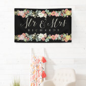 Banderoles Floral Garden Mr & Mrs Mariage Script Banner (En situation)