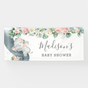 Banderoles Floral Greenery Elephant Baby shower Bienvenue à