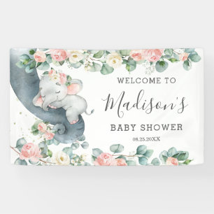 Banderoles Floral Greenery Elephant Baby shower Bienvenue à 
