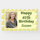 Banderoles Floral jaune 40e anniversaire Photo (Horizontal)