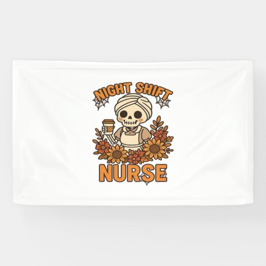 Banderoles Floral Night Shift Nurft Skeleton Halloween RN Nur (Horizontal)