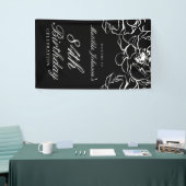 Banderoles Floral Noir Blanc Anniversaire Bienvenue (Salon professionnel)