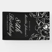 Banderoles Floral Noir Blanc Anniversaire Bienvenue (Horizontal)