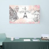 Banderoles Floral Paris backdrop Happy Birthday banner (Salon professionnel)