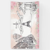 Banderoles Floral Paris backdrop Happy Birthday banner (Vertical)