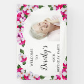 Banderoles Floral rose blanc 60e anniversaire Bienvenue (Verticale)