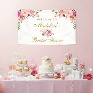 Banderoles Floral Rose Blush Gold Fête des mariées Bienvenue