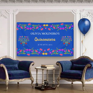 Banderoles Floral Royal Blue Mexicaine Quinceanera Bienvenue
