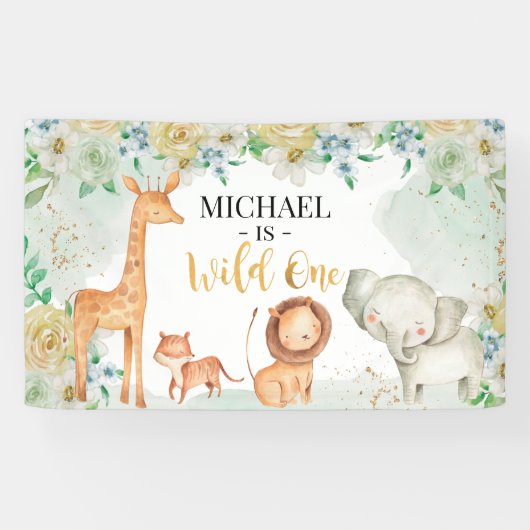 Banderoles Floral Safari Wild One Banner (Horizontal)