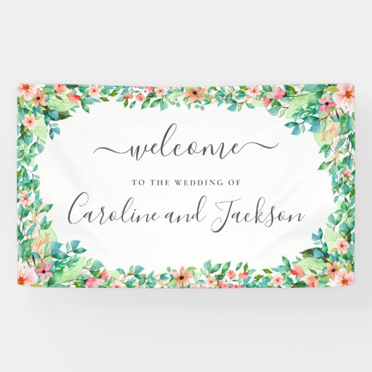 Banderoles Floral Tropical Mariage Bienvenue (Horizontal)