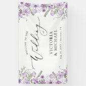 Banderoles Floral violet moderne Bienvenue au Mariage (Vertical)