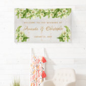 Banderoles Floral White Lilies Marbre Script Mariage Bienvenu (En situation)