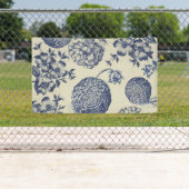 Banderoles Flore d'impression florale de fleurs bleues antiqu (En situation)