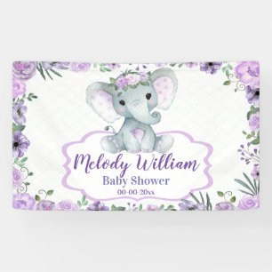 Banderoles Flore Éléphant Violet Signe Rustique Fond Douche
