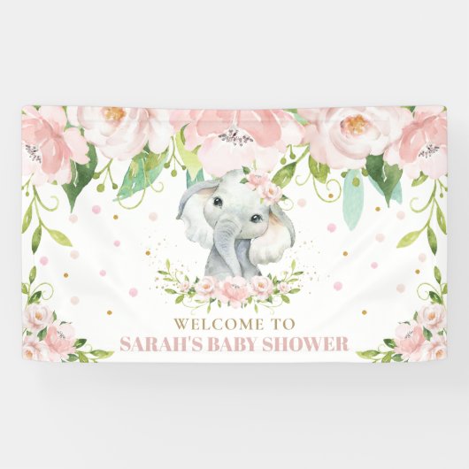 Banderoles Flore rose pâle Chic Elephant Accueil (Horizontal)