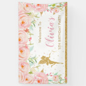 Banderoles Flore rose vif Fée Anniversaire Douche fond (Vertical)