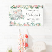 Banderoles Flore verdure Elephant Baby shower Fille Bienvenue (En situation)