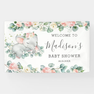 Banderoles Flore verdure Elephant Baby shower Fille Bienvenue