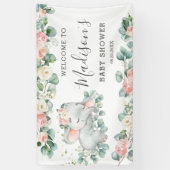 Banderoles Flore verdure Elephant Baby shower Fille Bienvenue (Vertical)