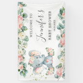 Banderoles Flore verdure Elephant Baby shower Fille Bienvenue (Vertical)