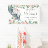 Banderoles Flore verdure Elephant Baby shower Fille Bienvenue (En situation)