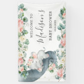 Banderoles Flore verdure Elephant Baby shower Fille Bienvenue (Vertical)