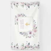 Banderoles Flore violette| Baptême de la Croix d'Or (Vertical)