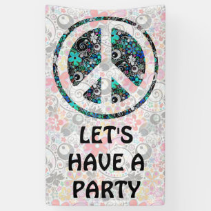 Banderoles Flower Power signe de paix II + votre backgr. & id