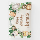 Banderoles Foliage Safari Animaux Arc 1er anniversaire (Verticale)