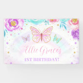 Banderoles Fond d'anniversaire du papillon floral (Horizontal)