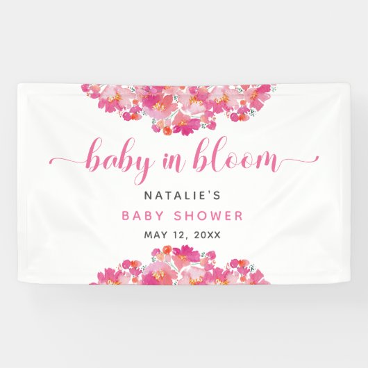 Banderoles Fond de bienvenue Baby in Bloom pour la baby showe (Horizontal)
