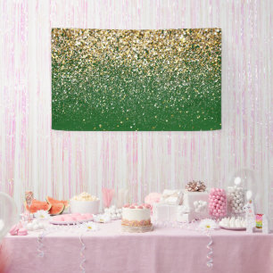Banderoles Fond de couleur verte et or Fond d'anniversaire Or