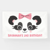 Banderoles Fond de fête d'anniversaire rose pour ours panda (Horizontal)