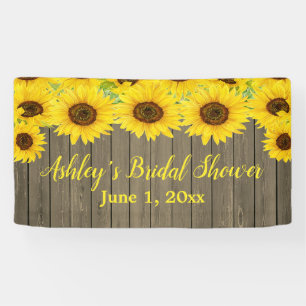 Banderoles Fond de mariage de tournesols Prop de bois rustiqu