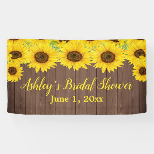 Banderoles Fond de mariage de tournesols Prop de bois rustiqu
