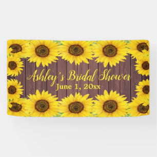 Banderoles Fond de mariage de tournesols Prop de bois rustiqu