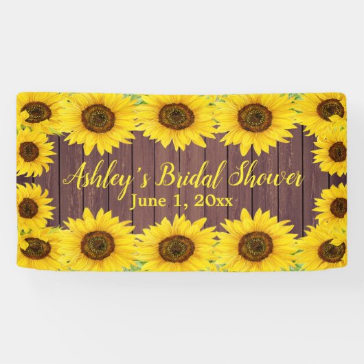 Banderoles Fond de mariage de tournesols Prop de bois rustiqu (Horizontal)