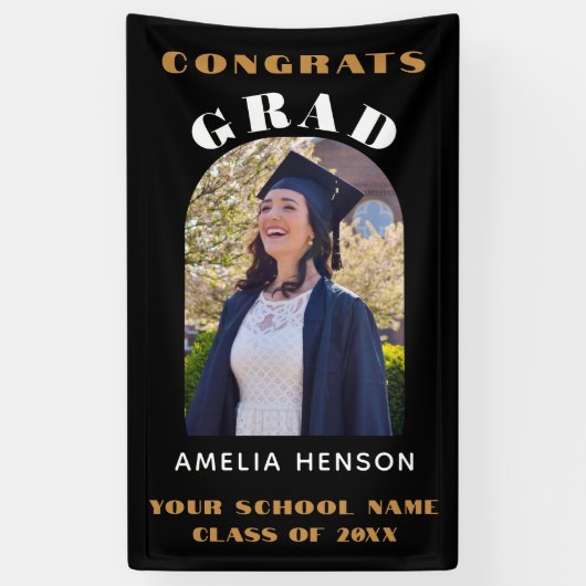 Banderoles Fond de photo de remise de diplôme noir simple mod (Vertical)