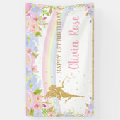 Banderoles Fond de scène d'anniversaire floral rose bleu Fair (Vertical)