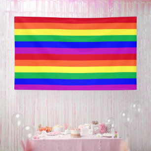 Banderoles Fond de scène de fête LGBT à rayures arc-en-ciel d