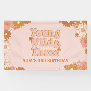 Banderoles Fond de scène rétro floral boho pour 3e anniversai