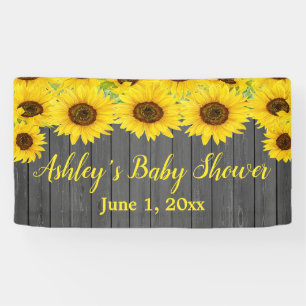 Banderoles Fond de shower bébé Tournesols Prop en bois rustiq