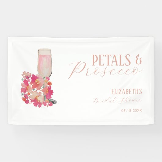 Banderoles Fond de toilette de mariage Petals & Prosecco Rose (Horizontal)