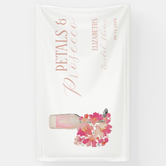 Banderoles Fond de toilette de mariage Petals & Prosecco Rose (Vertical)