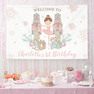 Banderoles Fond pour 1er anniversaire Casse-Noisette Hiver On