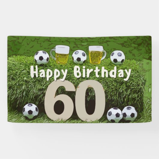 Banderoles Football 60e anniversaire avec balle en vert (Horizontal)