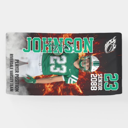 Banderoles Football Player Portrait Photo Senior Night (Horizontal)